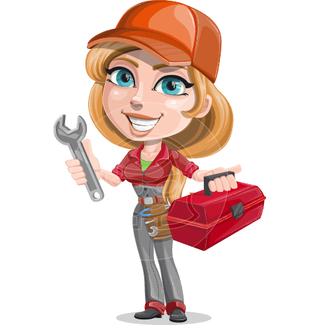Pretty Mechanic Girl Cartoon Vector Character AKA Carlita